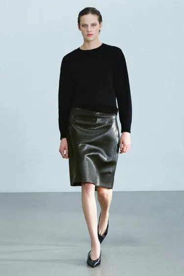 Мини-юбка из 100% кожи Zara «Zw»