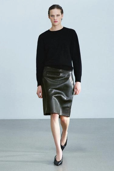 Мини-юбка из 100% кожи Zara «Zw»- Заказать в России