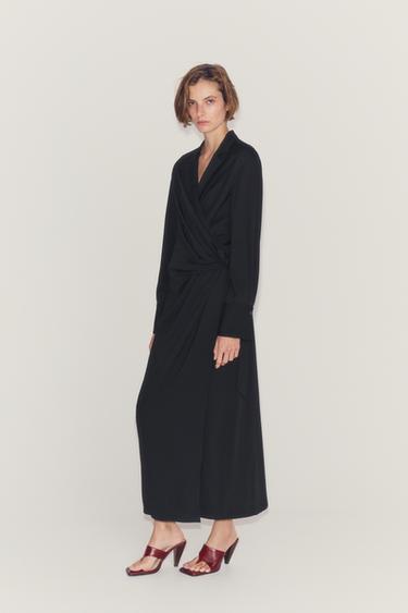 Zara Сатиновое платье ZARA «ZW» с узлом
