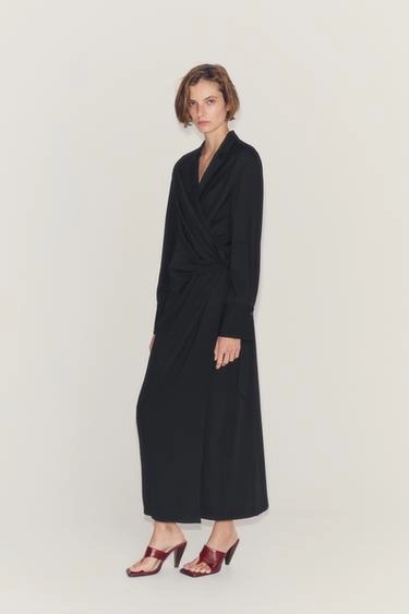 Сатиновое платье Zara «Zw» с узлом