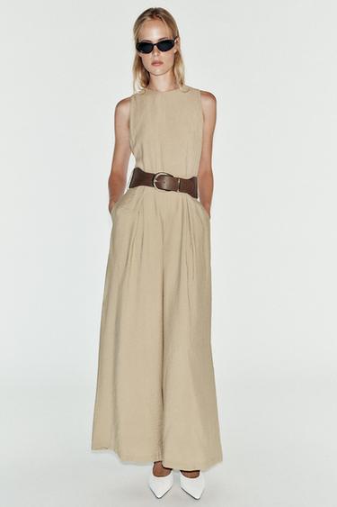 Zara Комбинезон с широкими брюками и поясом