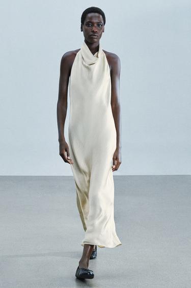 Zara Платье миди из сатина с халтером ZARA «ZW» купить с доставкой.
