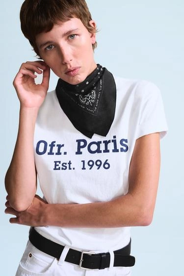 Футболка с контрастным слоганом 0fr. paris x zara- Заказать в России