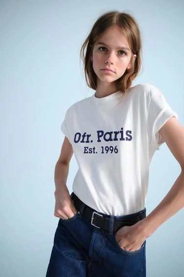 Футболка с контрастным слоганом 0fr. paris x zara- Заказать в России
