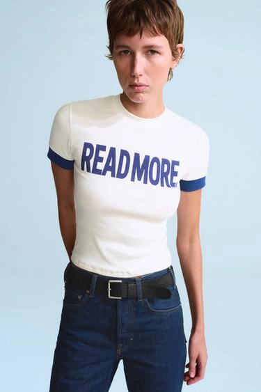 Футболка с короткими рукавами и контрастным текстом 0fr. paris x zara- Заказать в России