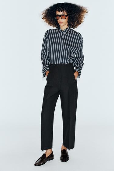 Zara Брюки с высокой посадкой и прямыми широкими штанинами