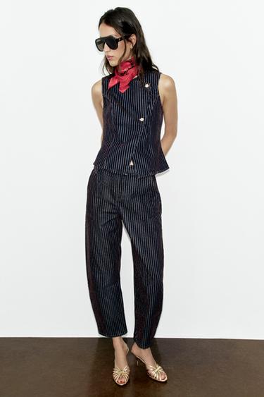 Zara Джинсы Z1975 BARREL с высокой талией и бархатными полосками купить с доставкой.