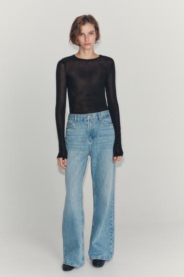 Zara Джинсы свободного кроя с низкой посадкой и расклешёнными штанинами