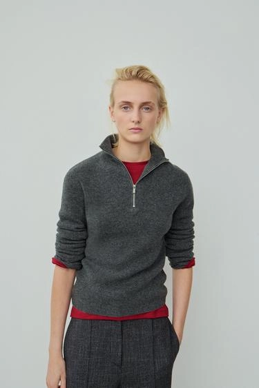 100% wool zip-up jumper