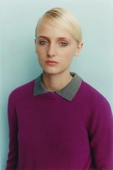 Plain cashmere wool jumper
