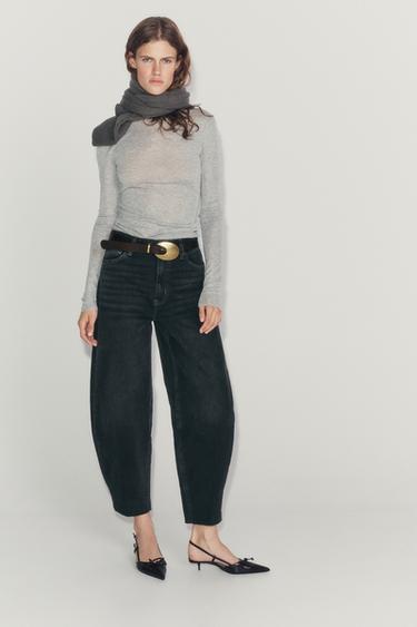 Zara Ремень с овальной пряжкой из 100% кожи, коричневый