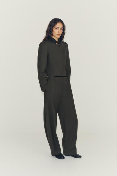 Zara Короткий блейзер из коллекции ZW с контрастным воротником