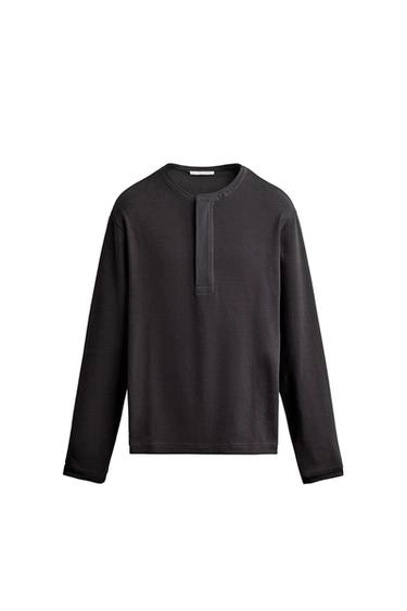 Футболка henley из компактного ребристого трикотажа