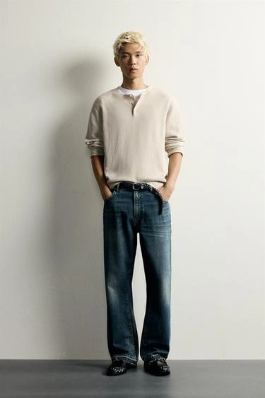 Вязаная футболка henley- Заказать в России