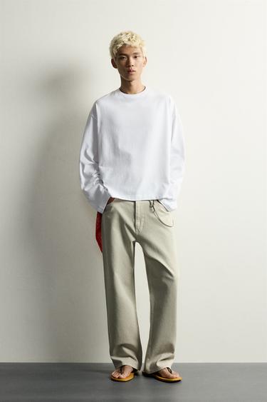 Zara Футболка с длинным рукавом в полоску свободного кроя
