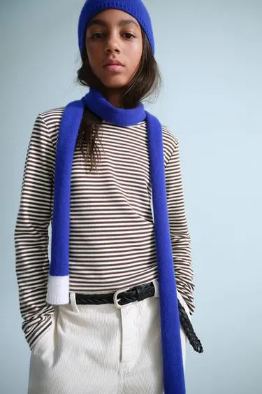 Футболка с круглым вырезом и полосатым принтом 0fr. paris x zara