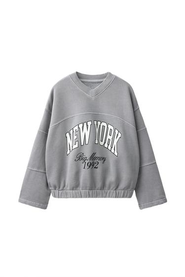 Zara Свитшот с принтом и эффектом выварки