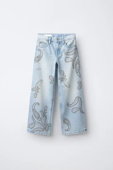 Studded wide-leg jeans- Заказать в России