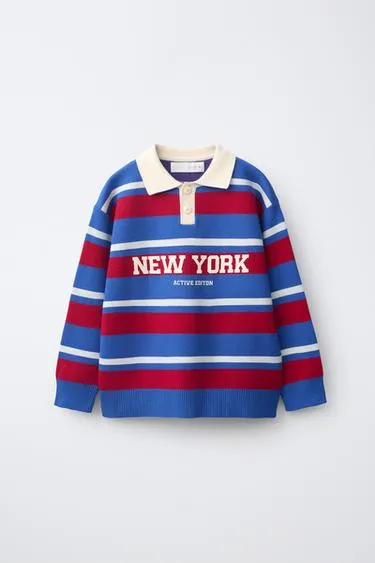 Вязаная поло в стиле varsity- Заказать в России