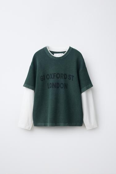 Zara Футболка с двойным рукавом и фактурой