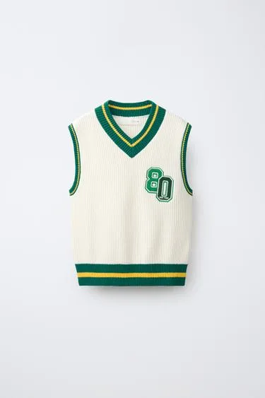 Вязаный жилет в стиле varsity- Заказать в России