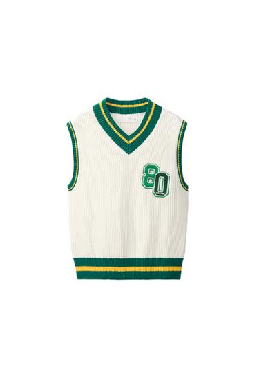 Zara Вязаный жилет в стиле VARSITY