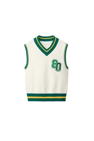 Вязаный жилет в стиле varsity- Заказать в России