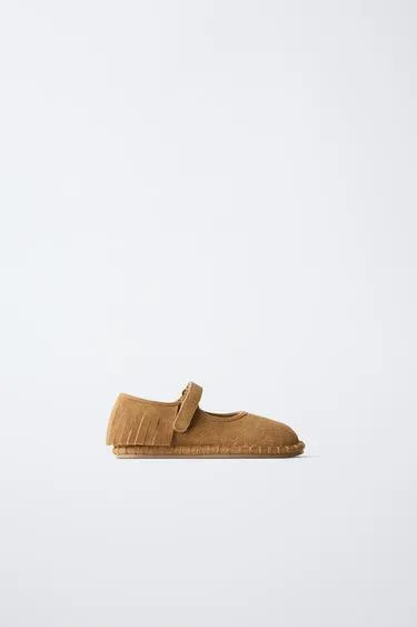 Кожаные балетки barefoot с бахромой- Заказать в России