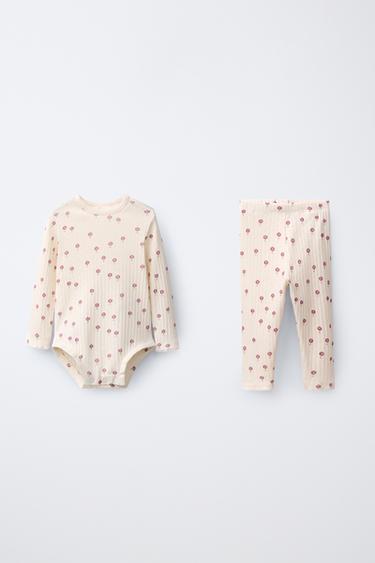 Zara Комплект с цветочным принтом: боди и леггинсы