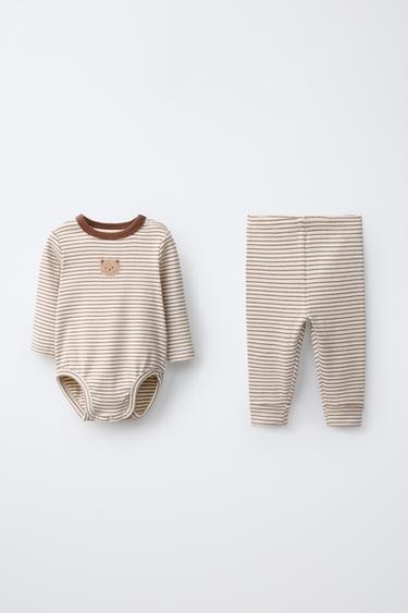 Zara Комплект боди и леггинсов в полоску с вышивкой купить с доставкой.