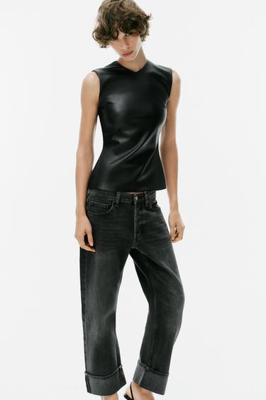 Zara Топ с эффектом кожи