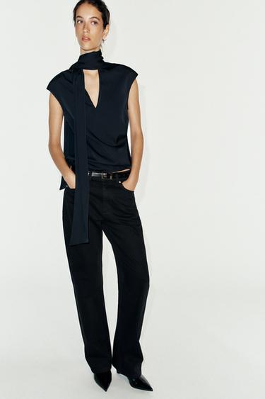 Zara Топ без рукавов с завязками купить с доставкой.
