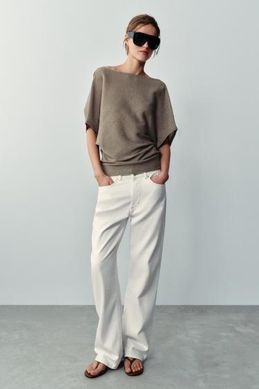 Zara Вязаный топ с изящным вырезом на спине