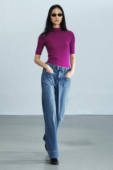 Zara Топ из 100% сверхтонкой шерсти с короткими рукавами купить с доставкой.