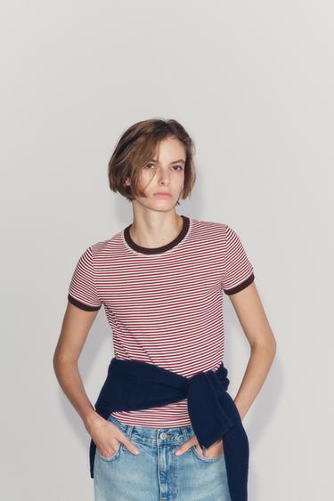 Zara Футболка в полоску с коротким рукавом купить с доставкой.