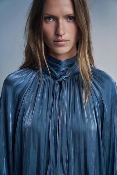 Zara Шелковистая блуза с бантом купить с доставкой.