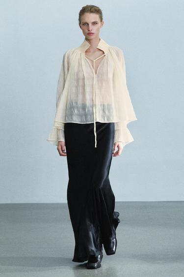 Zara Блузка из смеси лиоцелла с сборками