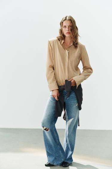 Zara Полосатая рубашка с подплечниками