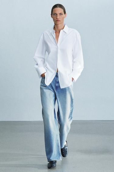 Zara Однотонная рубашка из поплина ZARA «ZW»