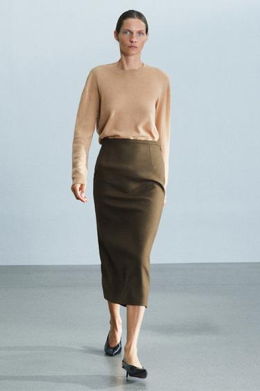 Zara Юбка прямого кроя из 100% шерсти ZARA «ZW»