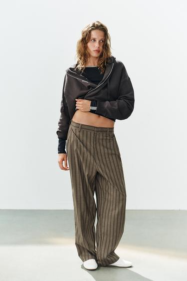 Zara Плиссированные брюки в полоску