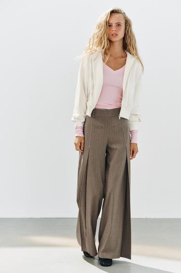 Zara Брюки в полоску с плиссировкой