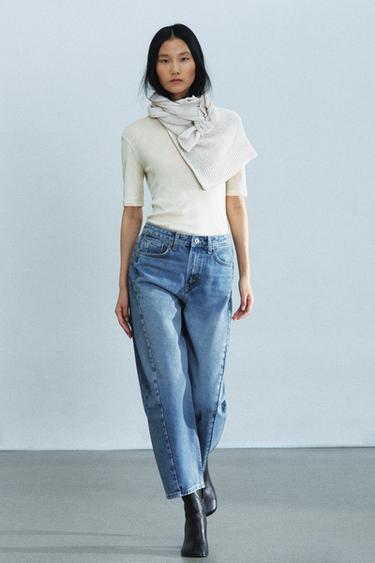 Zara Джинсы средней посадки с расслабленным кроем и длиной до щиколотки