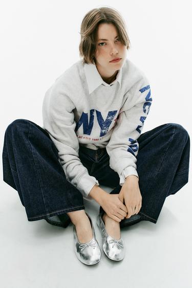 Zara Балетки из металлизированной кожи