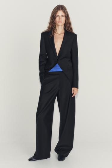 Zara Асимметричный блейзер из шерстяной смеси из коллекции ZW