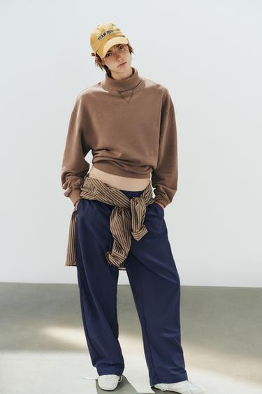 Zara Свитшот с эффектом выцветания и высоким воротником