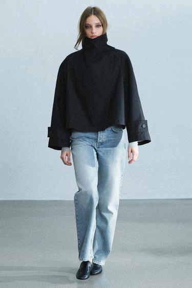 Короткий тренч с высоким воротником Zara «Zw»- Заказать в России