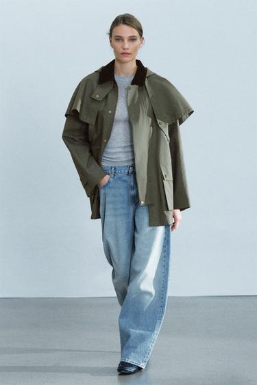 Zara Тренч с контрастным воротником и капюшоном из коллекции ZW