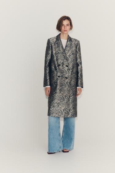 Zara Жаккардовое пальто из коллекции ZW