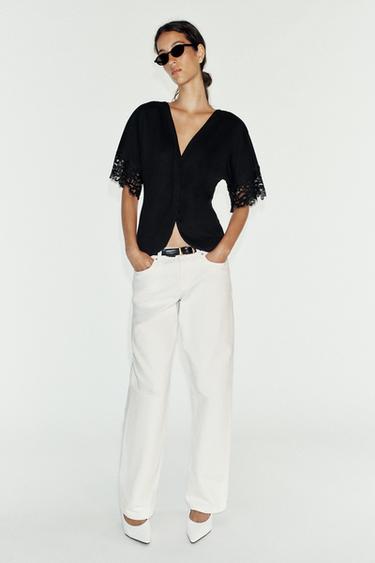 Zara Топ с мягким кружевом